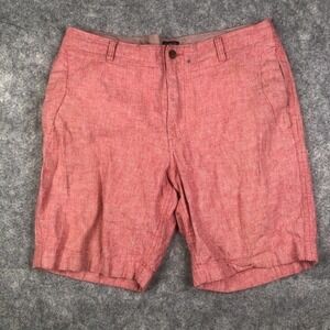 J Crew Gramercy Chino Shorts Men's 35 Pink Linen Blend Flat Front Casual Preppy